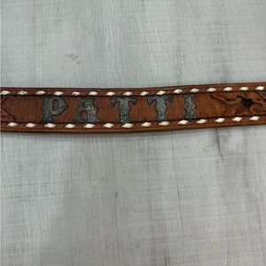 Cowboy Brown Leather Belt with Silver Accents w name Patti